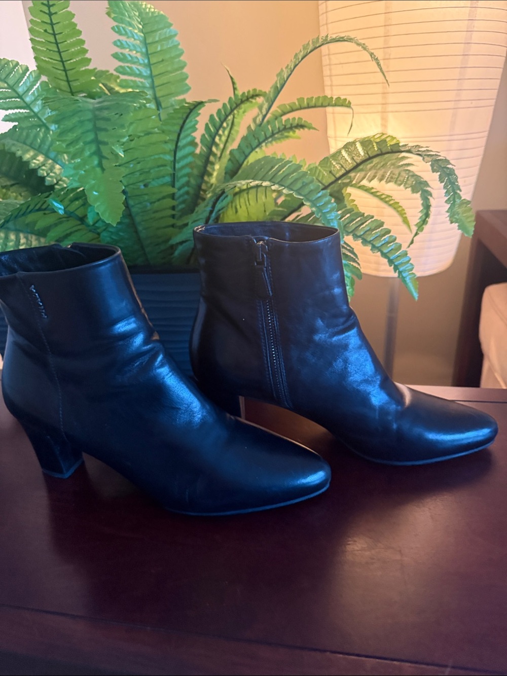 Prada Black Leather Ankle Booties with Side Zip Closure